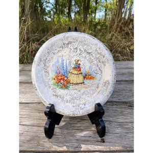 Vintage Tea Trivet Hot Plate Southern Belle Lady with Flowers